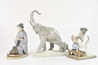 Lot 201 - LLADRÓ; a large figure group of an elephant...
