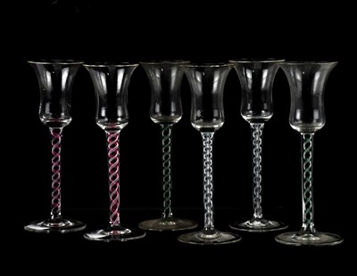 Lot 341 - Six 19th century style wine glasses, with bell...