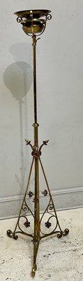 Lot 1313 - An Arts & Crafts brass oil lamp stand