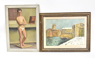 Lot 764 - GUIDI GINO (1917-2000); oil, Continental canal...