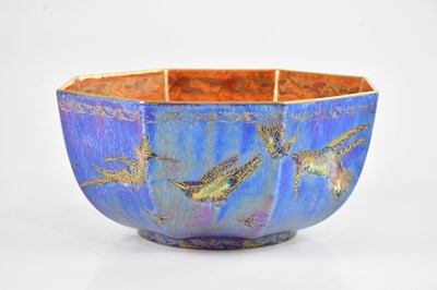 Lot 36 - WEDGWOOD; a lustre octagonal bowl, with blue...