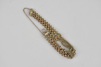 Lot 126 - A yellow metal fancy link bracelet, tests as 8....