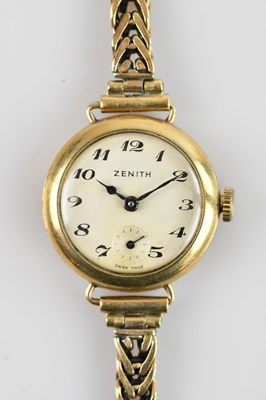 Lot 1059 - ZENITH; a lady's 9ct gold cased wristwatch,...