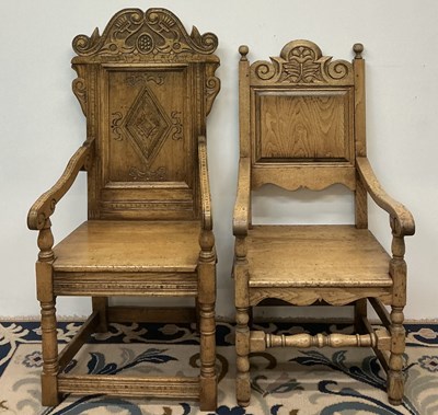 Lot 53 - A reproduction 18th century style oak wainscot...