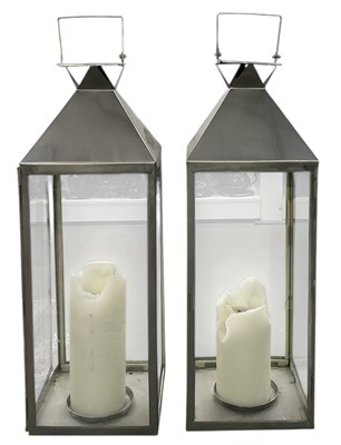 Lot 99 - A pair of modern contemporary silvered hanging...