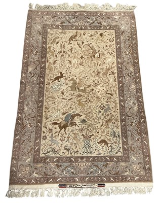 Lot 73 - A fine Iranian Esfahan hand knotted woollen...