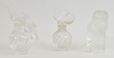 Lot 583 - LALIQUE; two French frosted clear art glass...