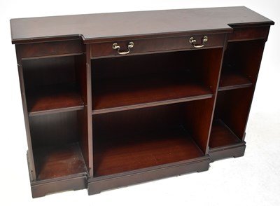 Lot 25 - A modern mahogany-effect dwarf breakfront...