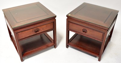 Lot 35 - A pair of modern Chinese dark hardwood square...
