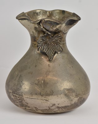 Lot 1150 - An 800 grade silver vase of squat form, with...