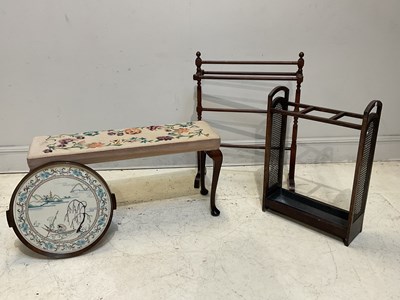 Lot 1155 - A Victorian stained beech towel rail, height...