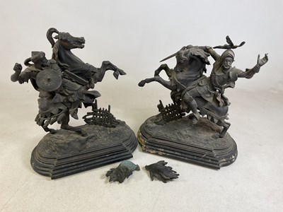 Lot 100 - A large pair of c1900 spelter figures of...