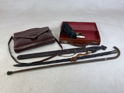 Lot 12 - A leather satchel, small leather case,...