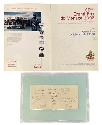 Lot 401 - AUTOGRAPHS; a Formula One Grand Prix de Monaco...