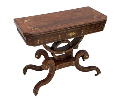 Lot 1005 - A Regency brass inlaid mahogany and rosewood...