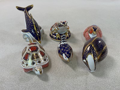 Lot 138 - ROYAL CROWN DERBY; six paperweights comprising...