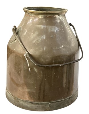 Lot 476 - A 19th century French copper milk churn, with...