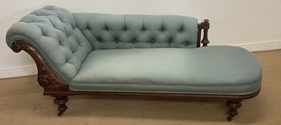 Lot 456 - A Victorian mahogany framed upholstered chaise...