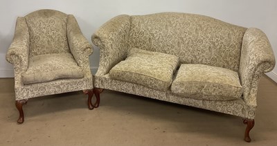 Lot 668 - A mahogany framed two seater sofa, height 98cm,...