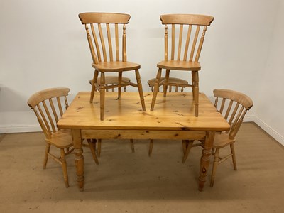 Lot 469 - A modern pine kitchen table, with a drawer to...