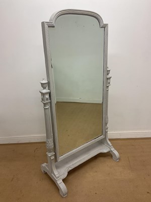 Lot 527 - A painted wooden cheval mirror, 165 x 88 x 50cm.