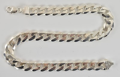 Lot 1327 - A modern Italian 925 silver flat Cuban link...