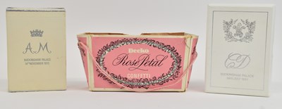 Lot 282 - A cased slice of fruit cake from the wedding...