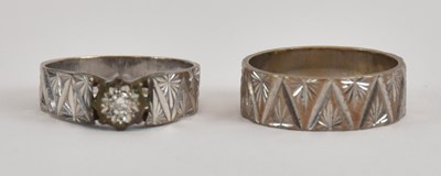 Lot 1262 - A 9ct white gold diamond solitaire ring, the...
