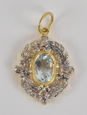 Lot 1474 - A 925 silver gilt aquamarine and diamond set...