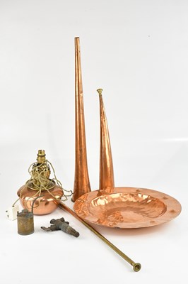 Lot 1365 - A collection of metalware comprising a copper...