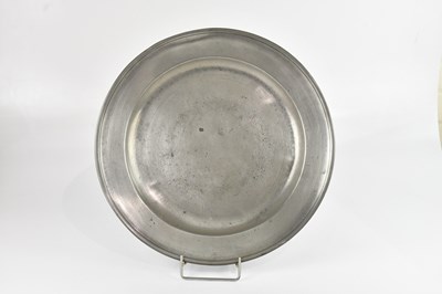 Lot 1359 - JOHN SIDGWICK; an 18th century pewter charger,...