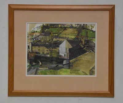 Lot 1712 - TREVOR STUBLEY; watercolour, village scene,...