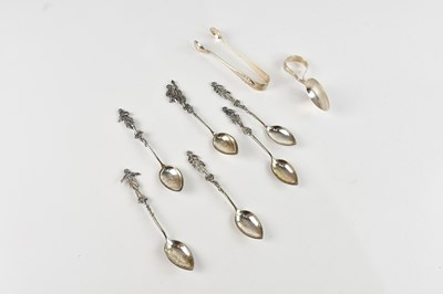 Lot 1522 - A set of six German silver coffee spoons,...