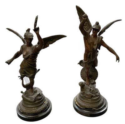 Lot 604 - A pair of late 19th/early 20th century spelter...