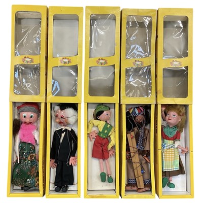 Lot 437 - PELHAM PUPPETS; five assorted boxed puppets...