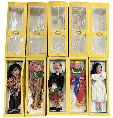 Lot 438 - PELHAM PUPPETS; five assorted boxed puppets...