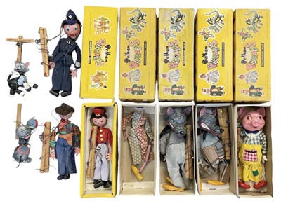 Lot 454 - PELHAM PUPPETS; five assorted boxed puppets...