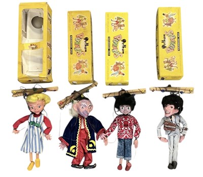 Lot 455 - PELHAM PUPPETS; four assorted boxed puppets...
