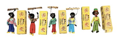 Lot 421 - PELHAM PUPPETS; five assorted boxed 'Golly'...