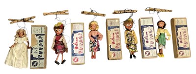 Lot 444 - PELHAM PUPPETS; five assorted boxed puppets,...