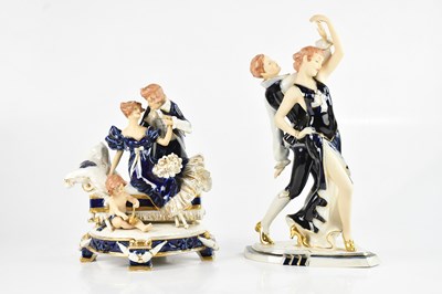 Lot 1395 - ROYAL DUX; two ceramic figure groups,...