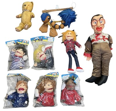 Lot 427 - Six modern blister packed marionette stuffed...