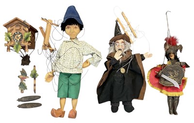 Lot 470 - A large wizard puppet, knight in shining...