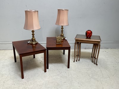Lot 1320 - A pair of decorative brass lamps, height 57cm,...