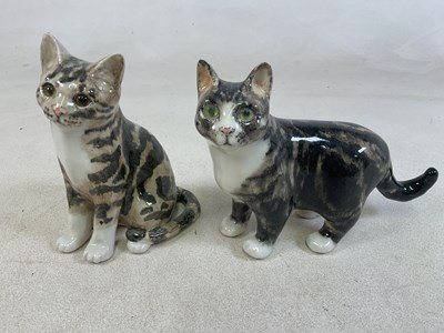 Lot 190 - WINSTANLEY POTTERY; two cat models, one in...