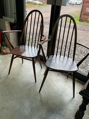 Lot 727 - A pair of Ercol mid century Quaker bow back...