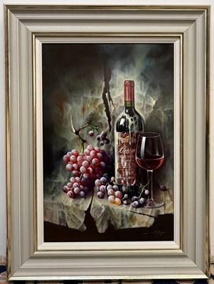 Lot 161 - J M REYES; oil and acrylic on board, 'Vino y...
