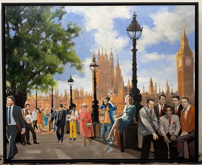 Lot 141 - TORABI; oil and acrylic on canvas, 'London in...