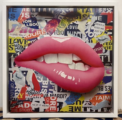 Lot 219 - RERUN; a hand embellished print on canvas,...