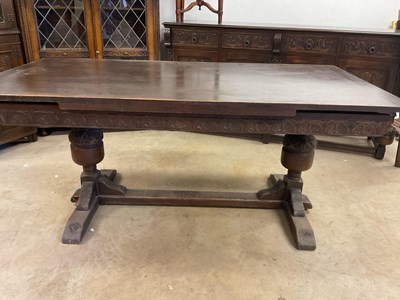 Lot 729 - An oak draw-leaf table also with other...